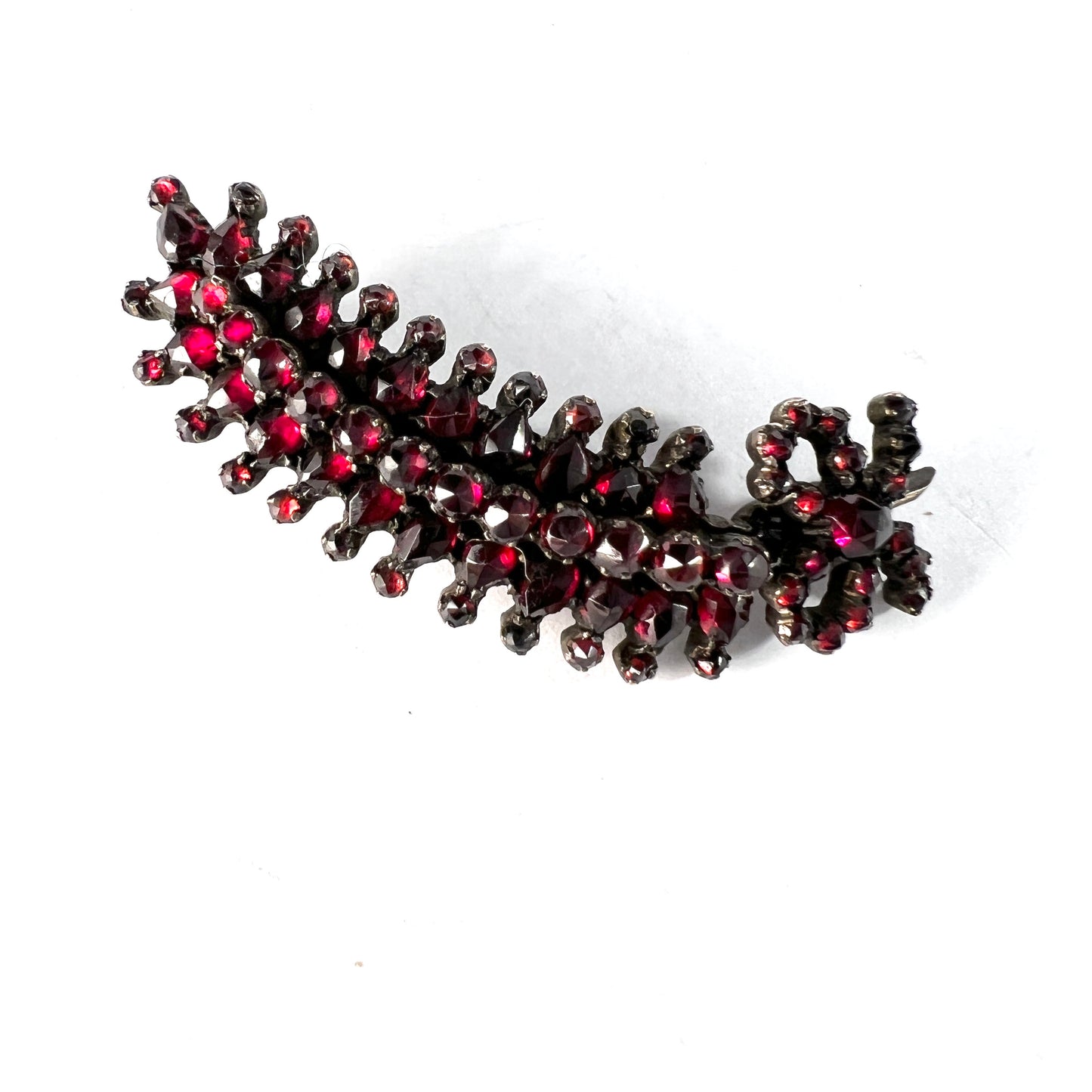 Antique Victorian Bohemian Garnet Silver Vermeil Brooch.