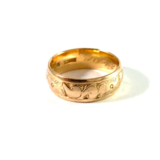 Sweden year 1898 Antique Creamy 20k Gold Wedding Band Ring.