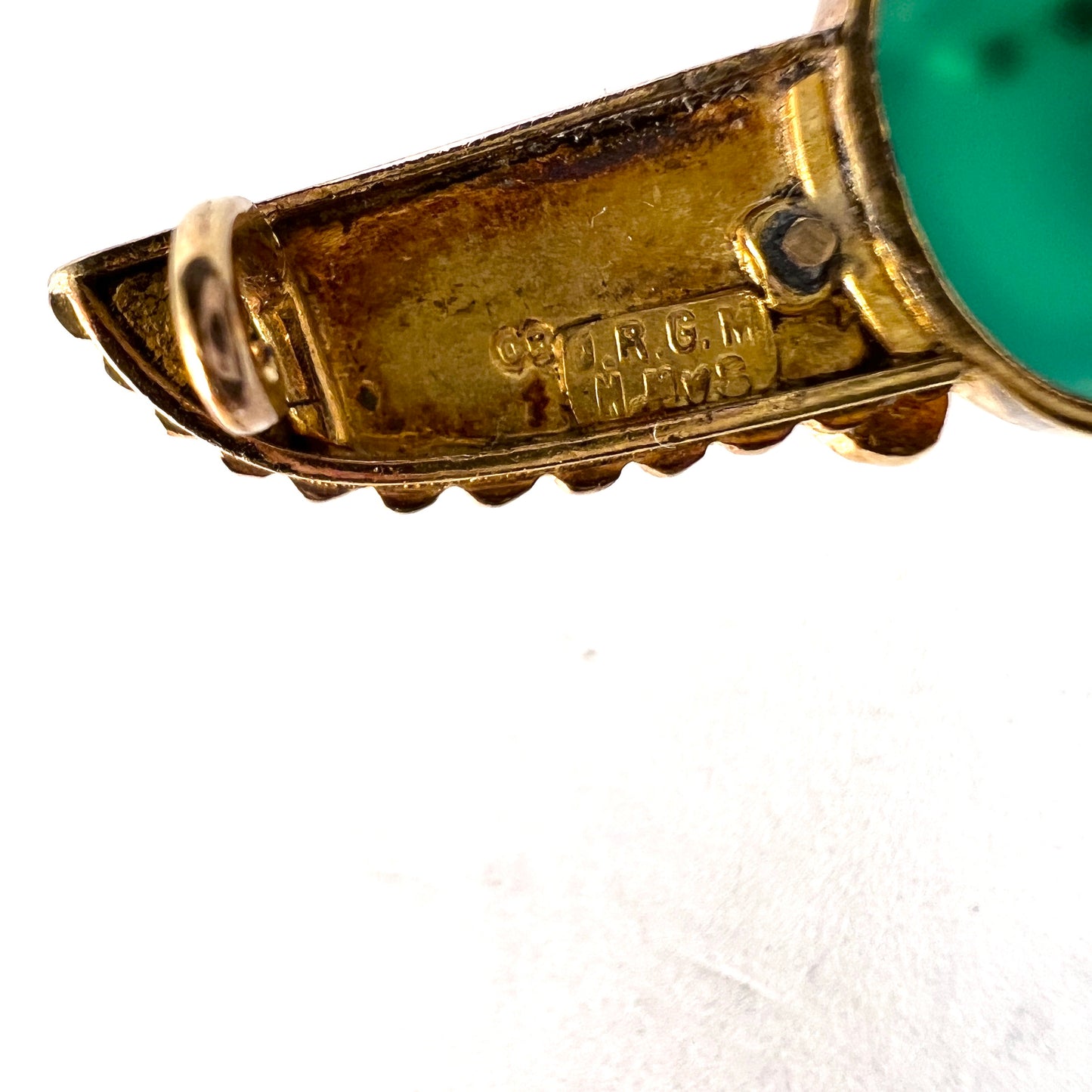 Carl Bacher Austria-Hungary c 1880s Antique 14k Gold Egyptian Revival Brooch. Retailer H.N.v.Santen, Frankfurt