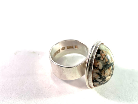 GES, Stockholm Vintage Modernist Sterling Silver Hardstone Ring.