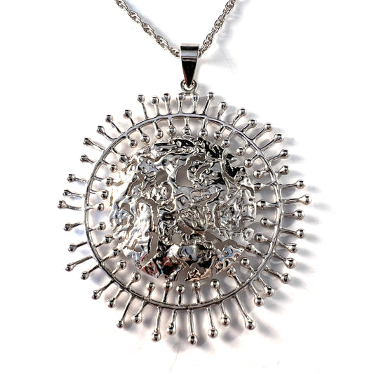 Tapio Wirkkala for Kultakeskus Finland Vintage Silver Pendant Necklace. Design: Full Moon.