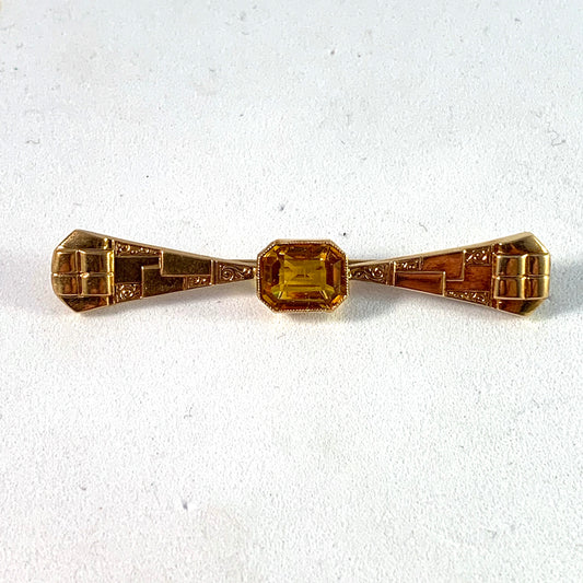 Art Deco Gold Citrine Brooch