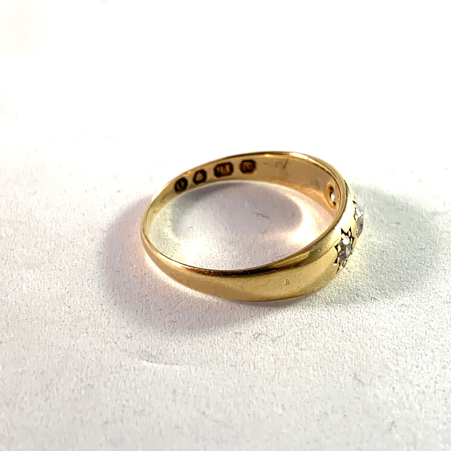 Brockwell & Son, London 1889 Victorian 18k Gold Diamond Gypsy Ring.