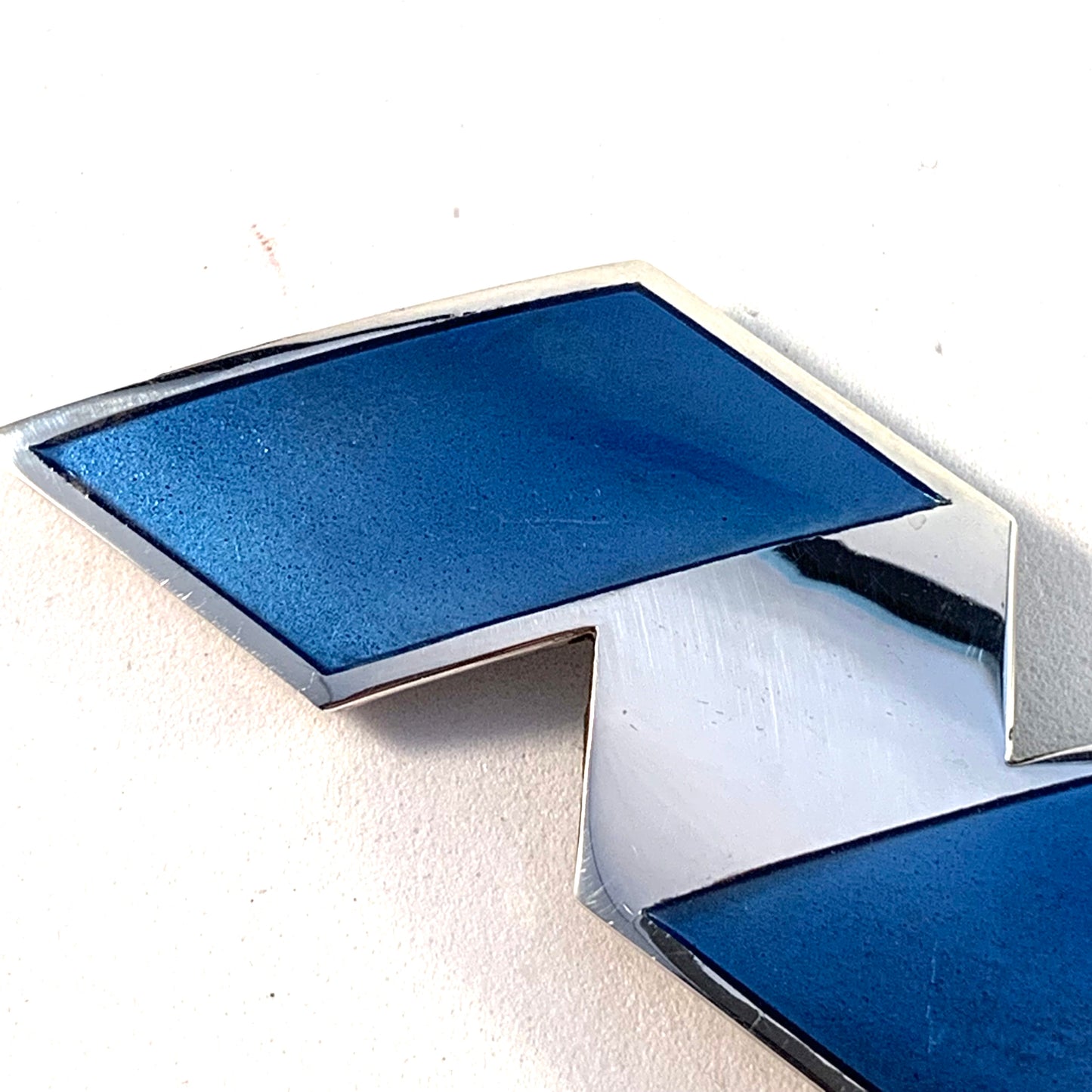 Millie Behrens for David Andersen, Norway Large 4.3in Sterling Silver Blue Enamel Brooch.