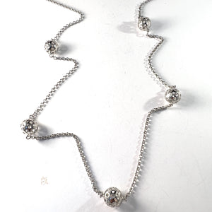 Liisa Vitali for Kultakeskus, Finland Vintage Long Sterling Silver Sphere Necklace.