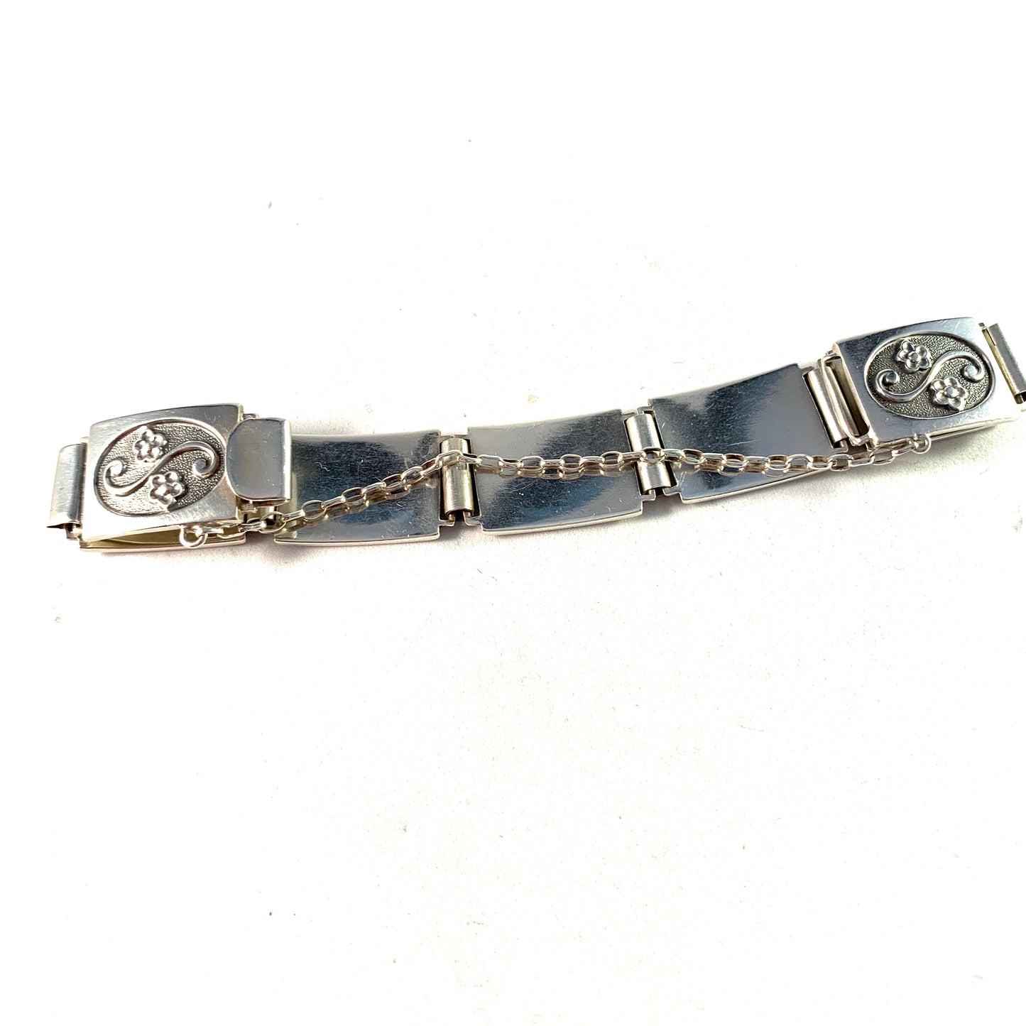 G Dahlgren, Sweden 1951 Vintage Mid Century Sterling Silver Link Bracelet. 1.5oz