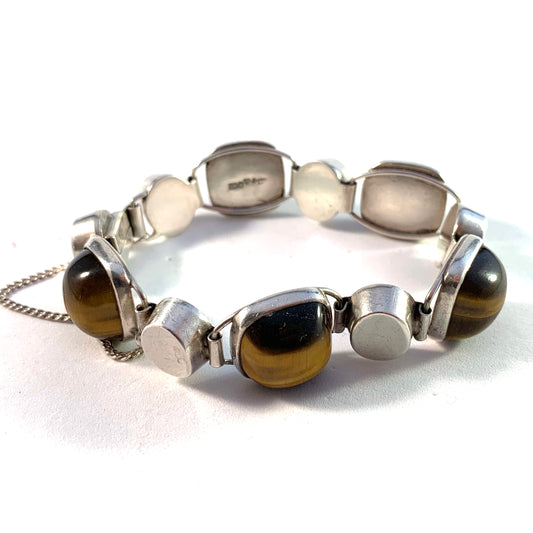 Kaplan, Stockholm year 1962 Sterling Silver Tiger-Eye Bracelet.