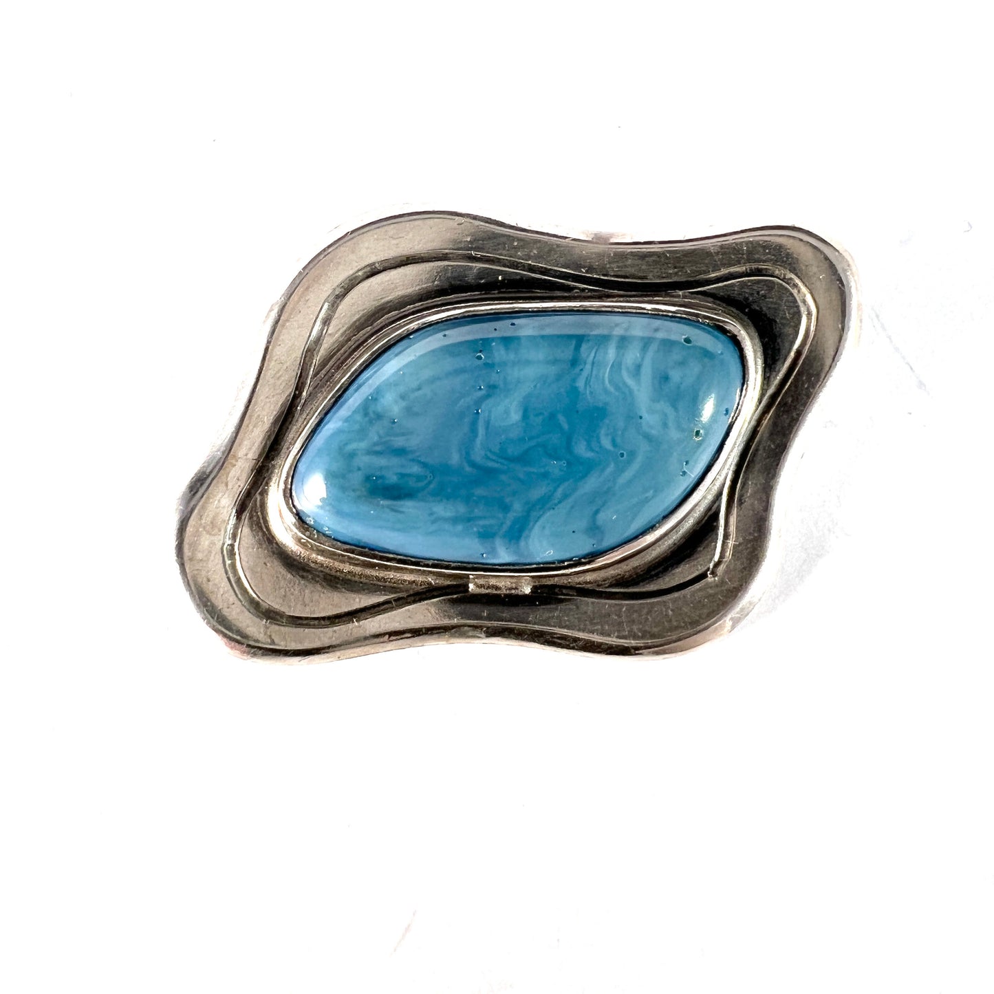 Victor Janson Sweden 1965. Vintage Sterling Silver Bergslagen-stone Brooch.