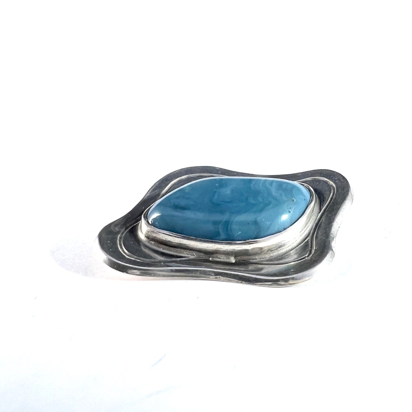 Victor Janson Sweden 1965. Vintage Sterling Silver Bergslagen-stone Brooch.