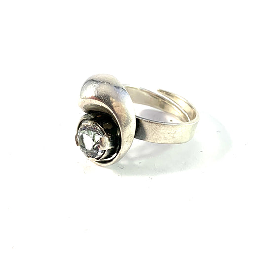 Karl Laine for Sten & Laine Finland 1977. Sterling Silver Rock Crystal Ring.