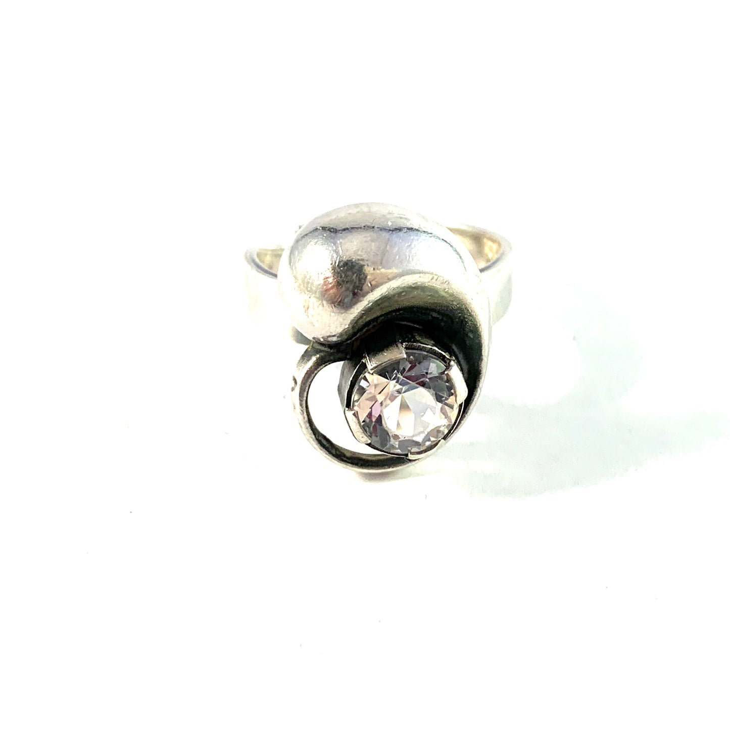 Karl Laine for Sten & Laine Finland 1977. Sterling Silver Rock Crystal Ring.