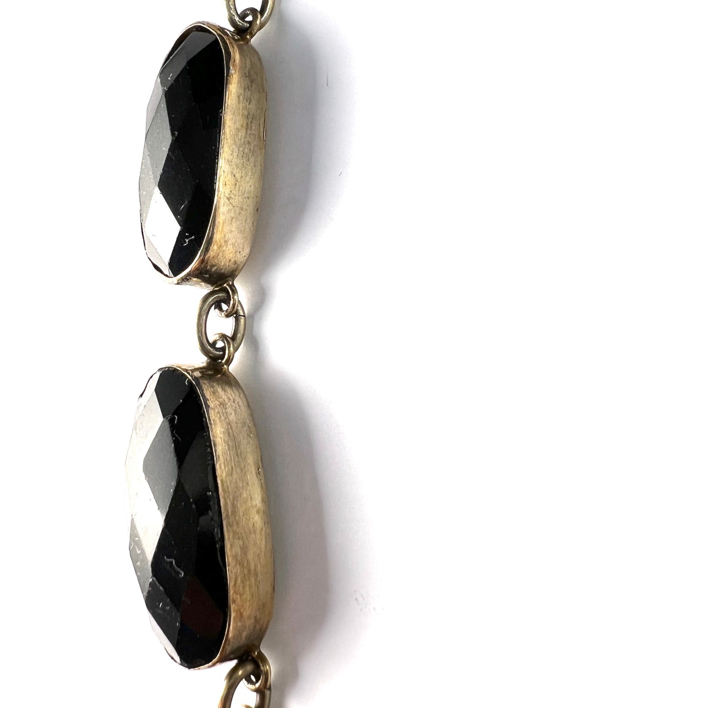 A Lundström, Sweden year 1920. Antique Art Deco Silver Onyx Rivière Necklace.