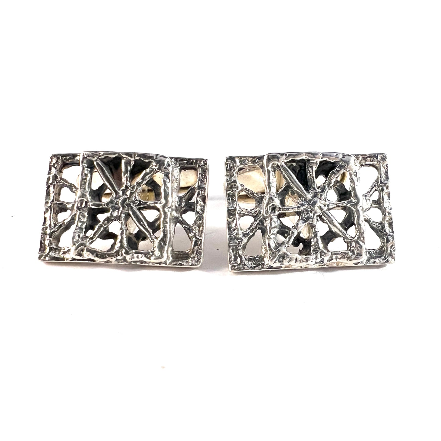 Pentti Sarpaneva for Turun Hopea Finland 1981 Silver Cufflinks. Design "Pitsi" Lace