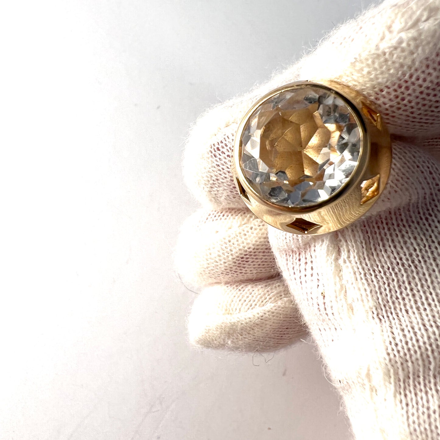 Finland 1960-70s. Vintage 18k Gold Rock Crystal Ring.