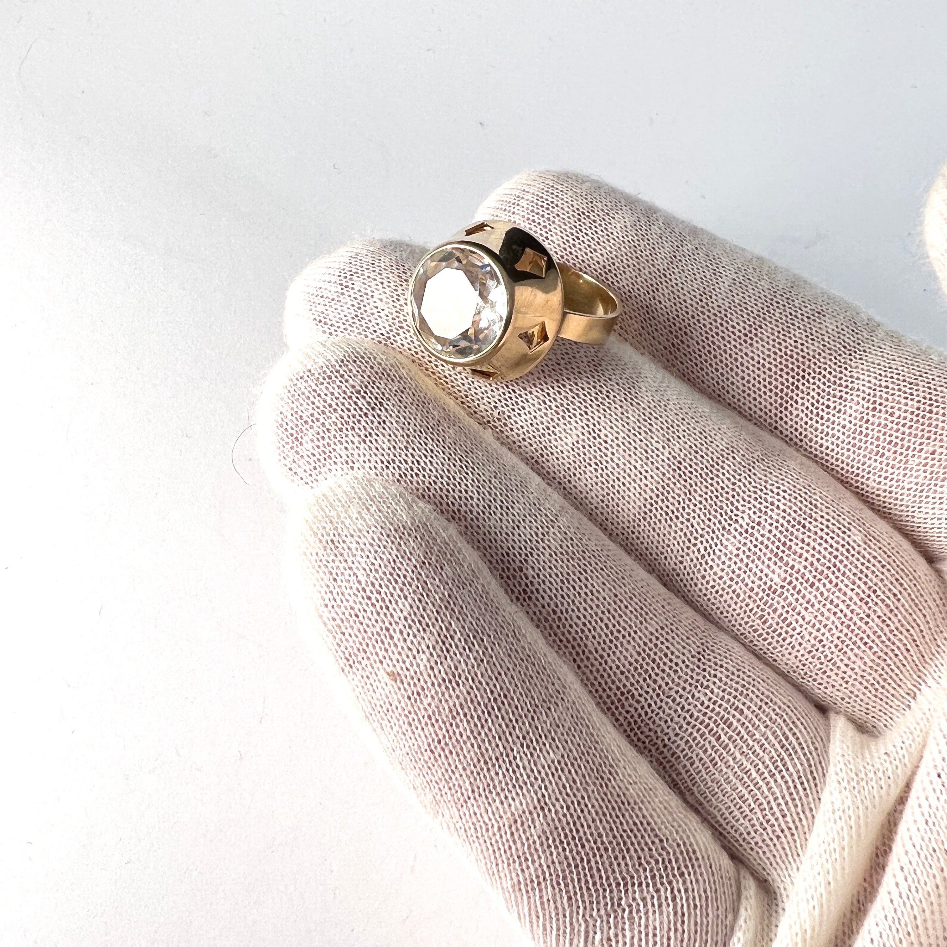 Finland 1960-70s. Vintage 18k Gold Rock Crystal Ring.