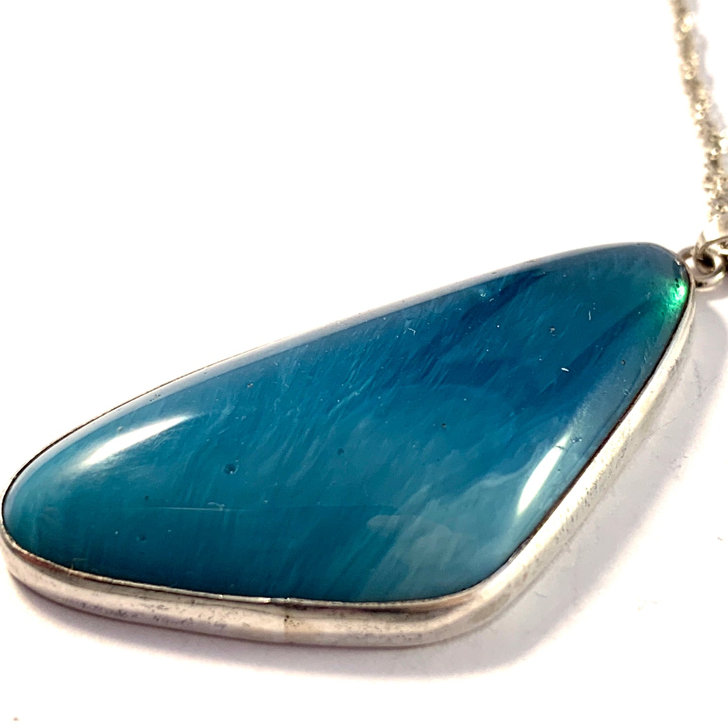 Märta Lindgren, Sweden 1967. Sterling Silver Bergslagen-stone Pendant Necklace.