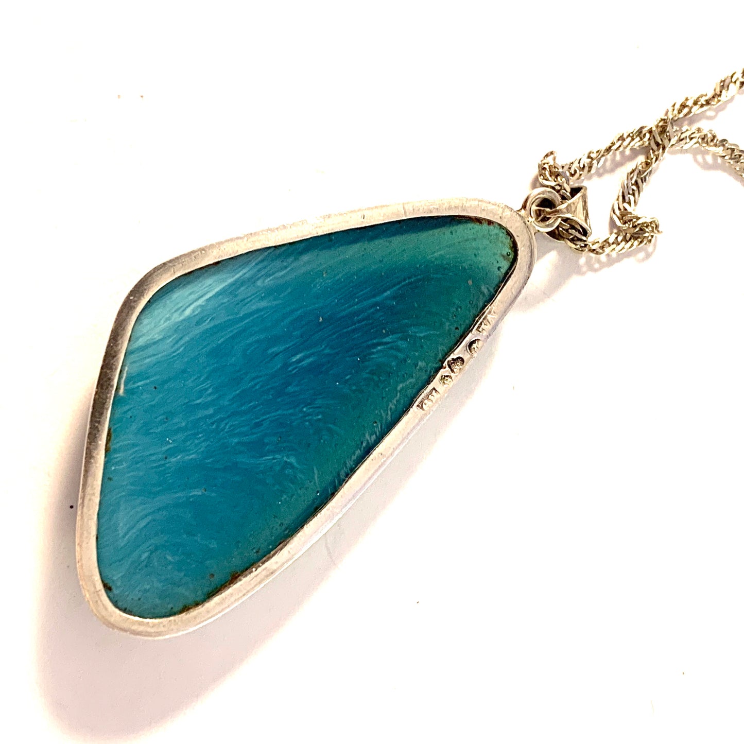 Märta Lindgren, Sweden 1967. Sterling Silver Bergslagen-stone Pendant Necklace.