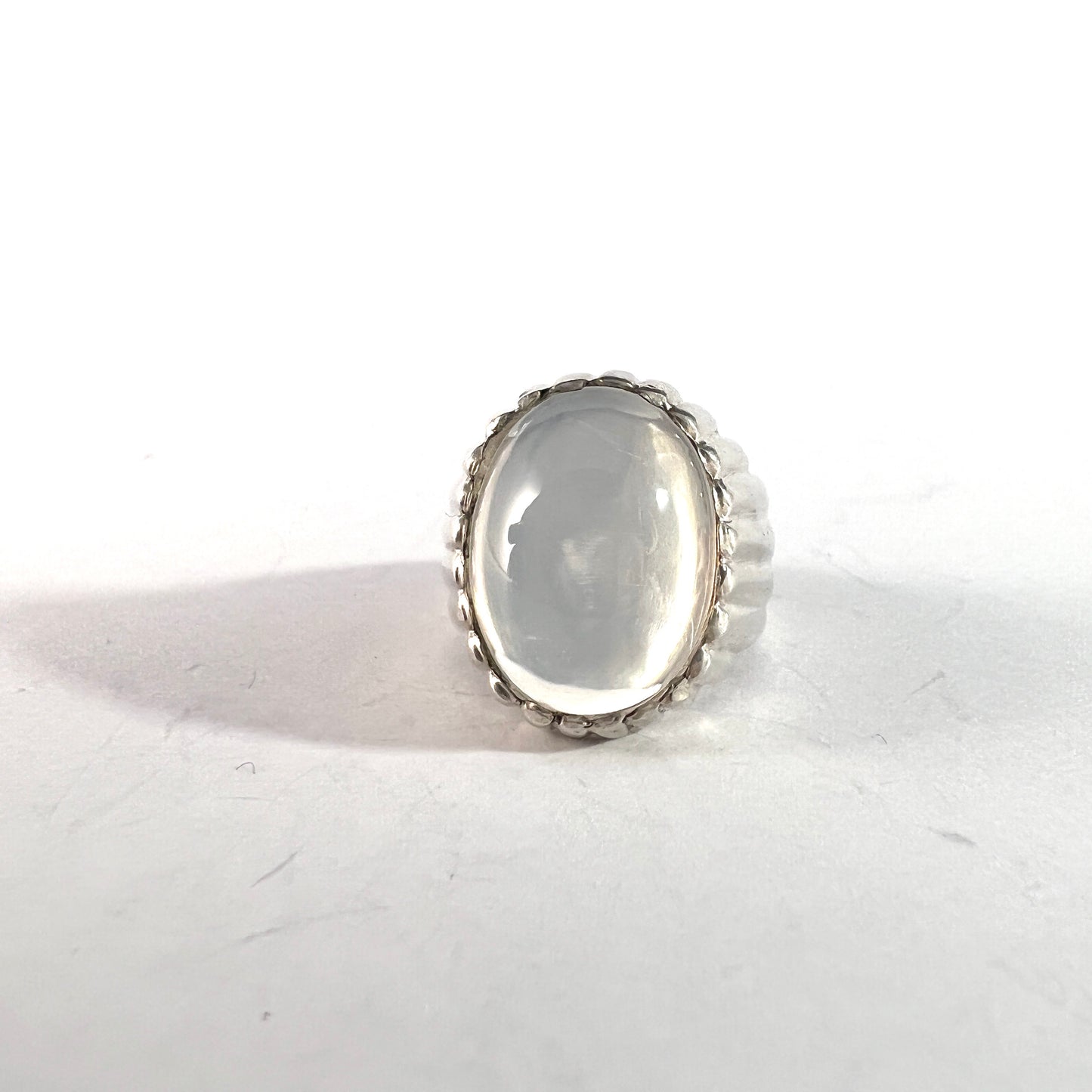 Sweden 1960s. Sterling Silver Moonstone Pinky Ring.