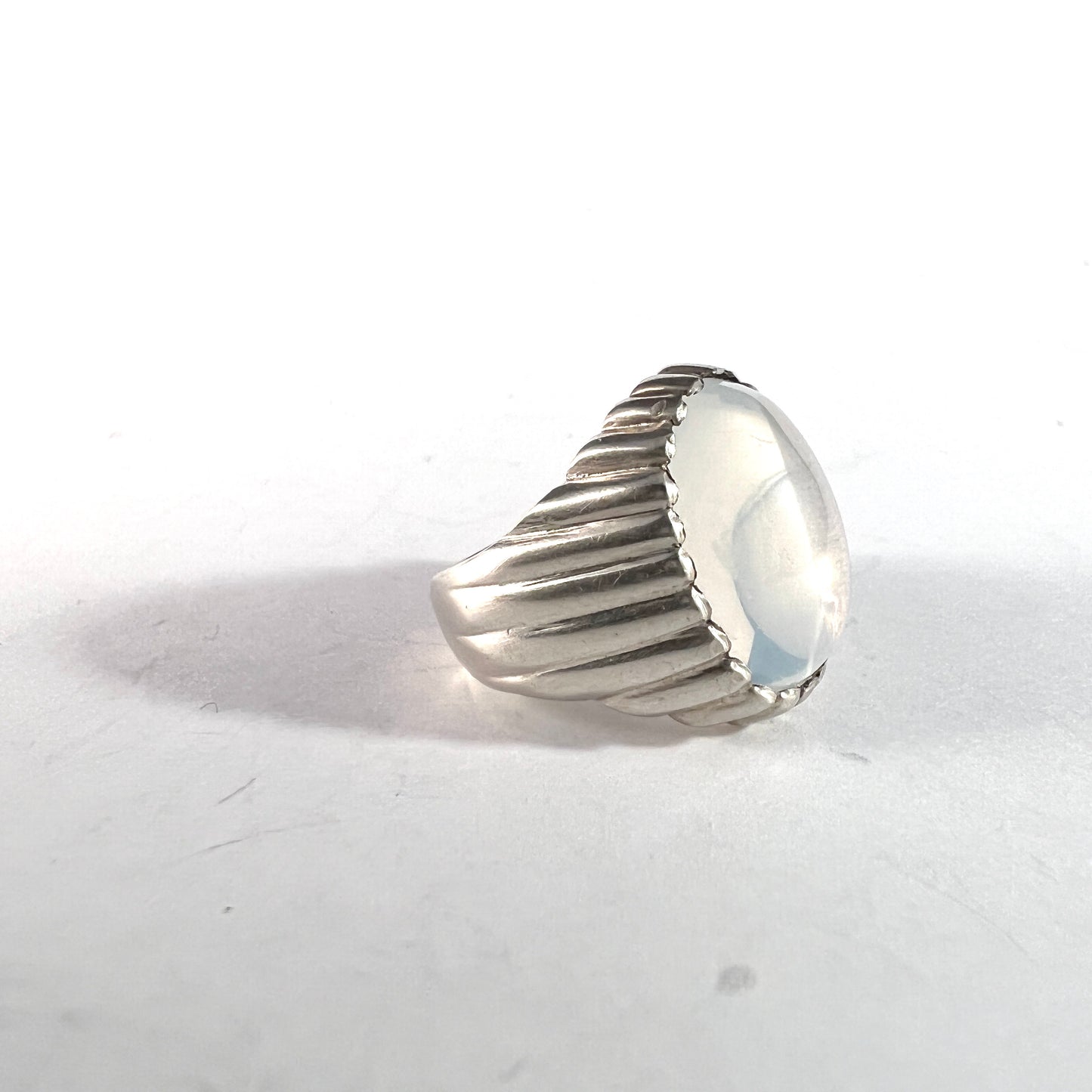 Sweden 1960s. Sterling Silver Moonstone Pinky Ring.