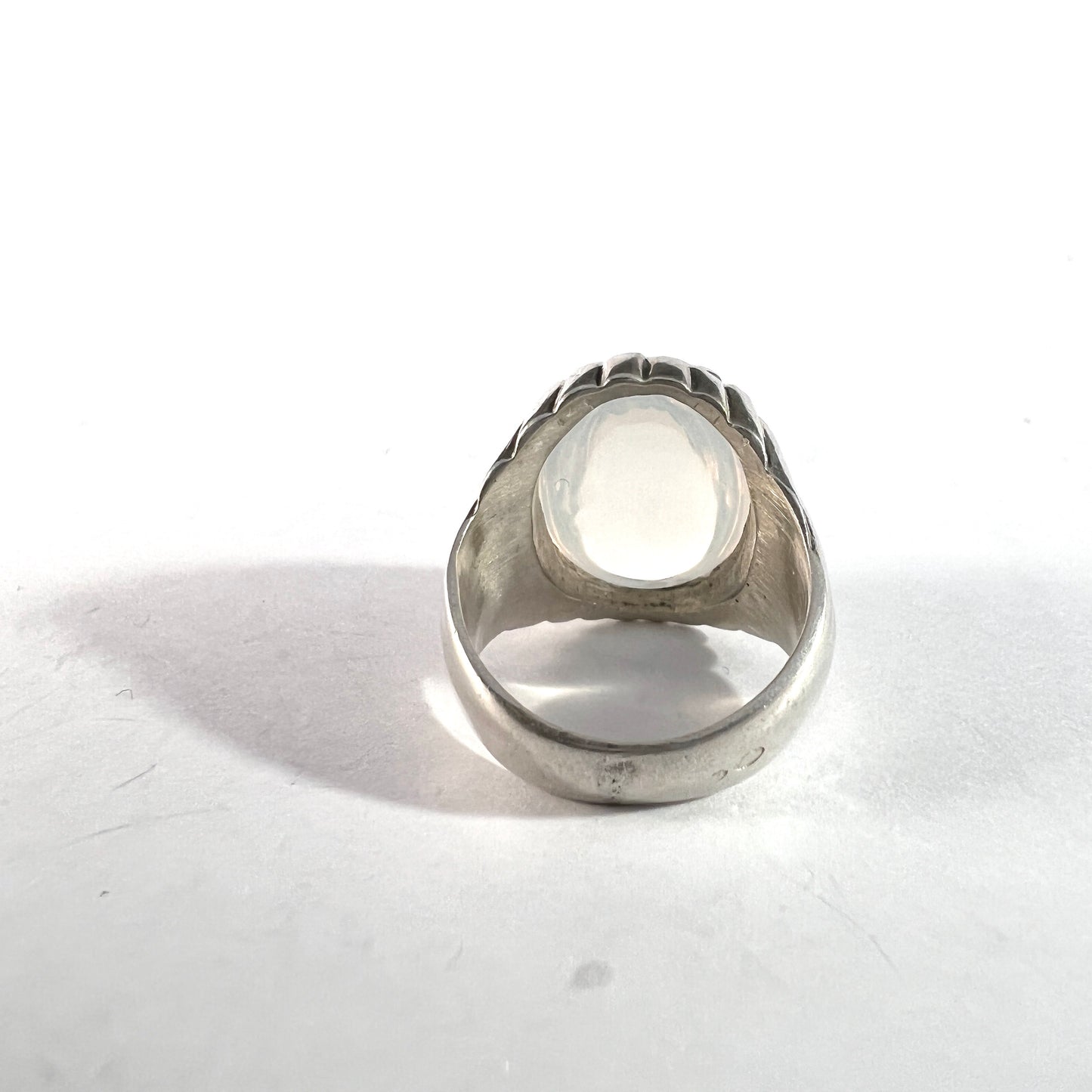 Sweden 1960s. Sterling Silver Moonstone Pinky Ring.