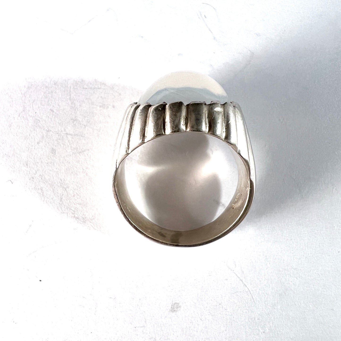 Sweden 1960s. Sterling Silver Moonstone Pinky Ring.