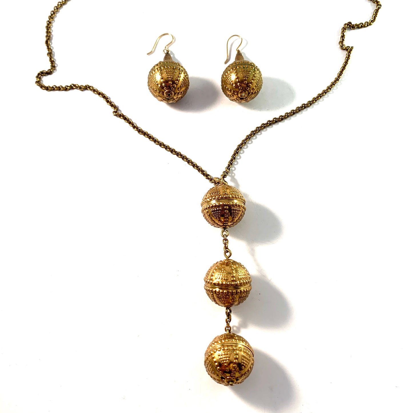 Kalevala Koru, Finland Vintage 1970s Bronze Necklace and Earrings.