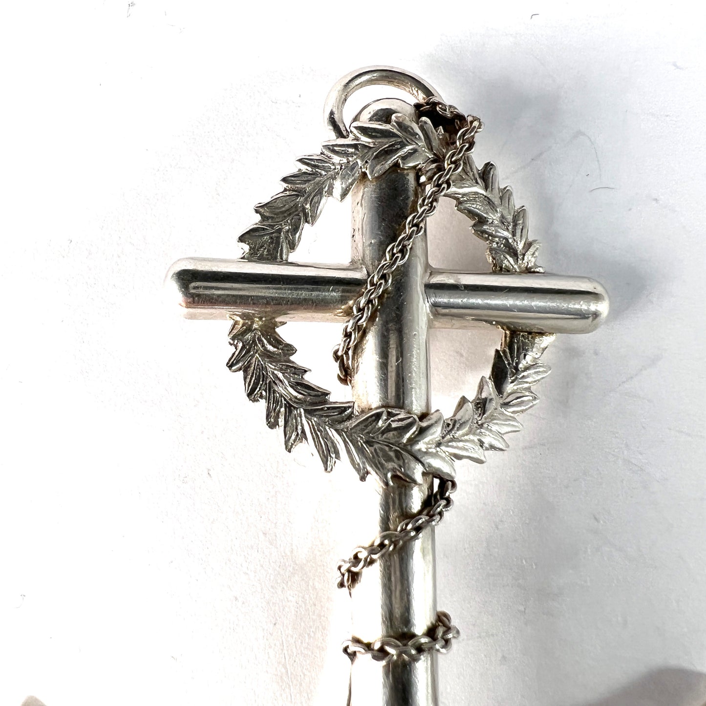 Pehr Ericson, Sweden 1867. Large Antique Victorian Sterling Silver Anchor Brooch.