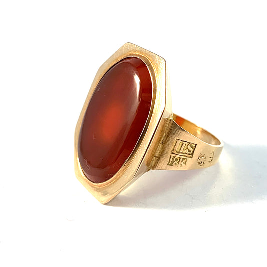 Hampus Sundstrom, Sweden 1813-30 Georgian 18k Gold Carnelian Men's Signet Ring.