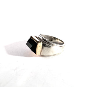Vintage Mid Century Sterling Silver 14k Gold Tourmaline Ring.