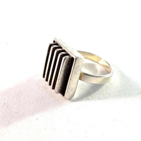 Railo K. Säde, Finland 1966 Vintage Modernist Silver Ring.