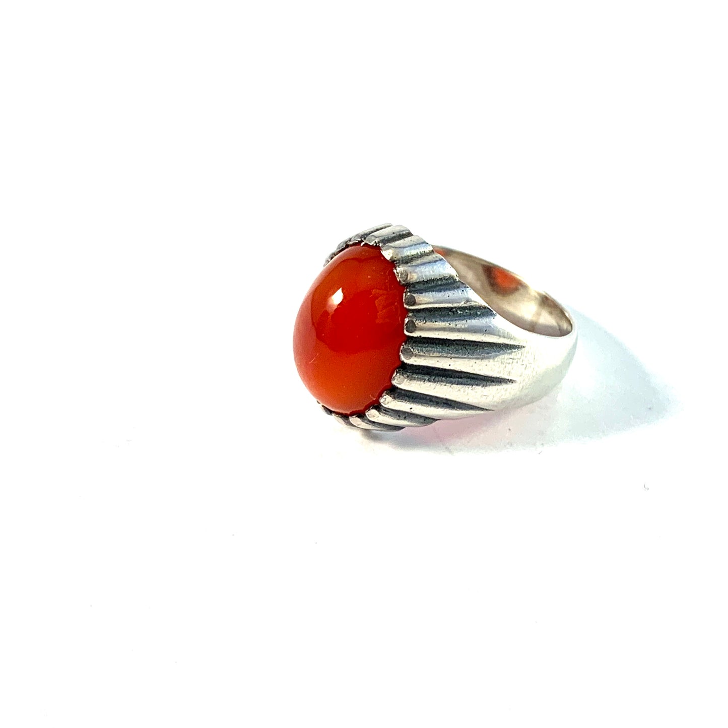 Vintage 1960s Solid 835 Silver Carnelian Ring.