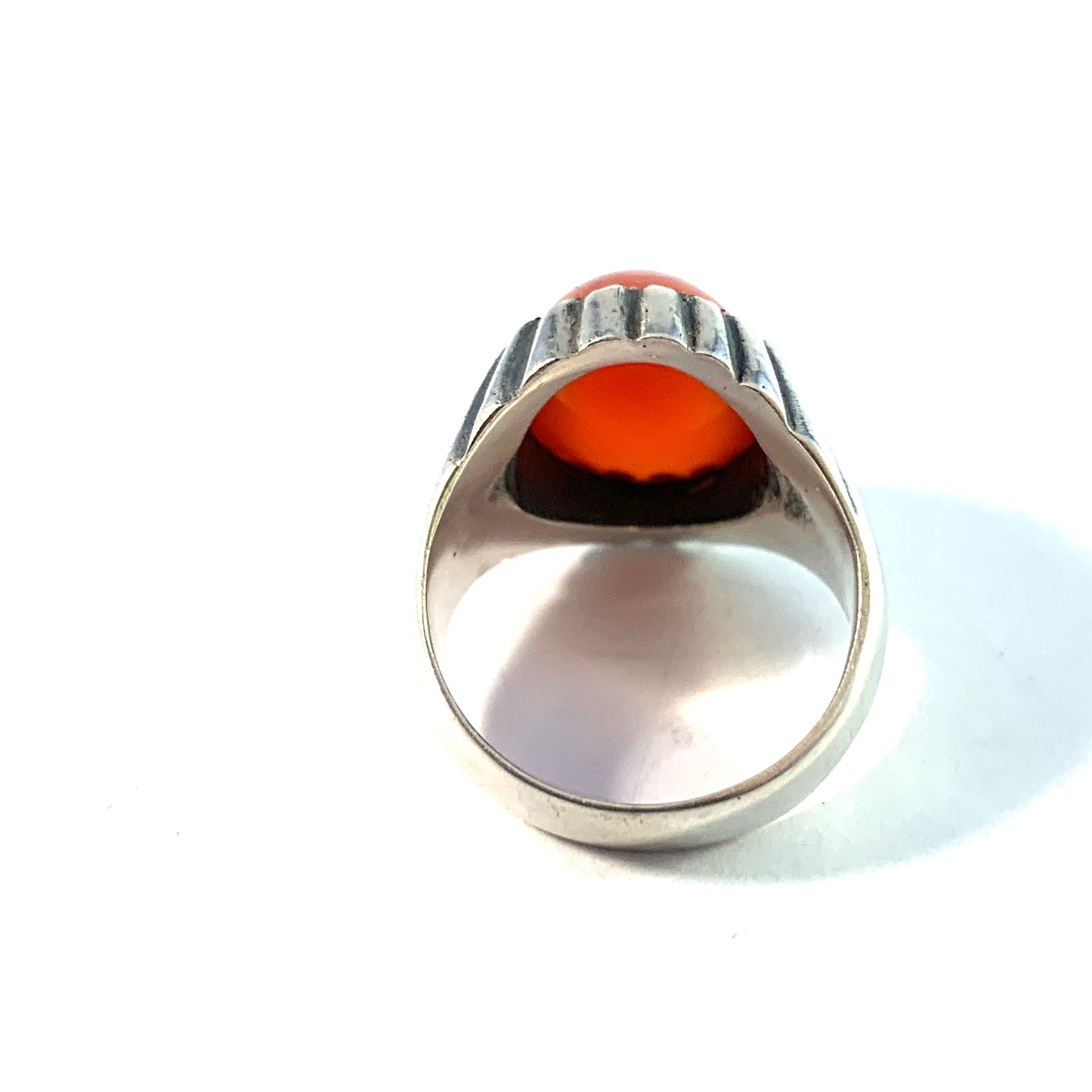 Vintage 1960s Solid 835 Silver Carnelian Ring.