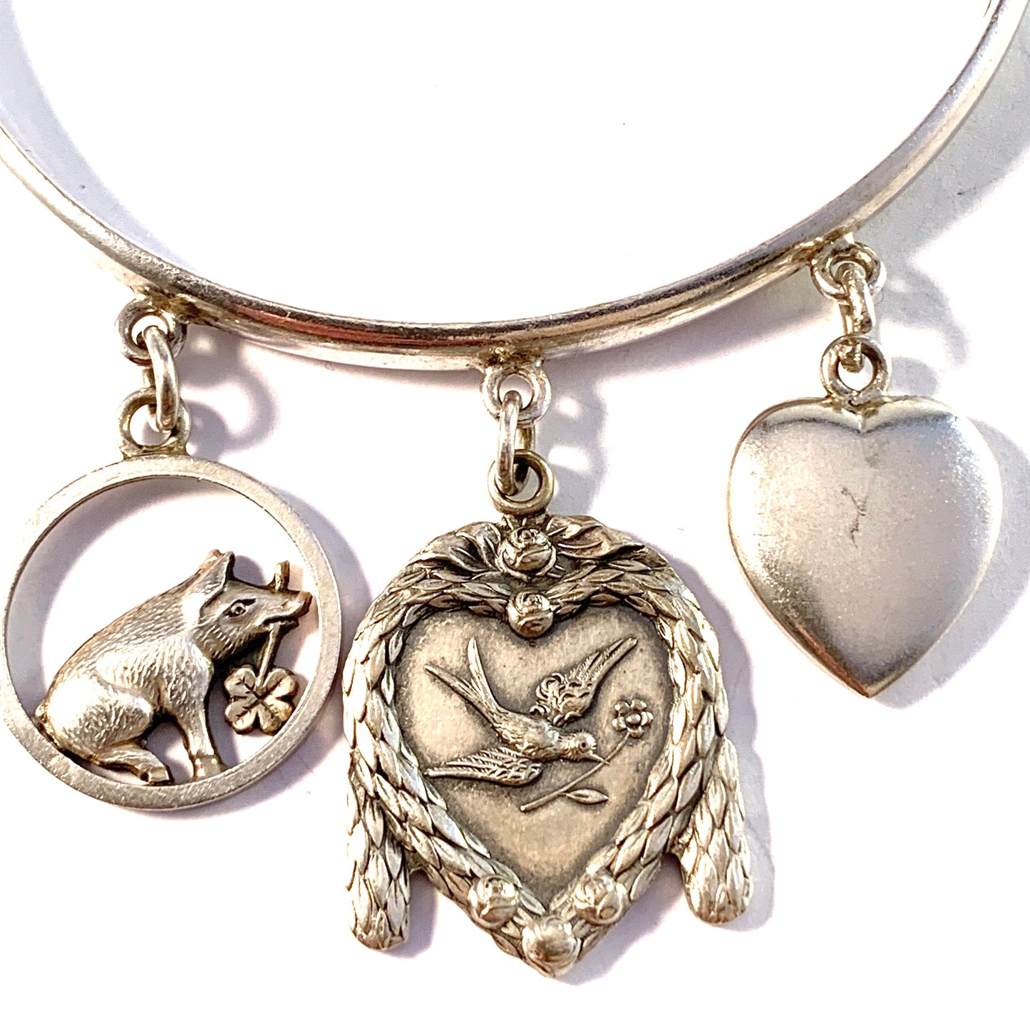 Sweden year 1889. Antique Solid Silver Charm Bracelet.