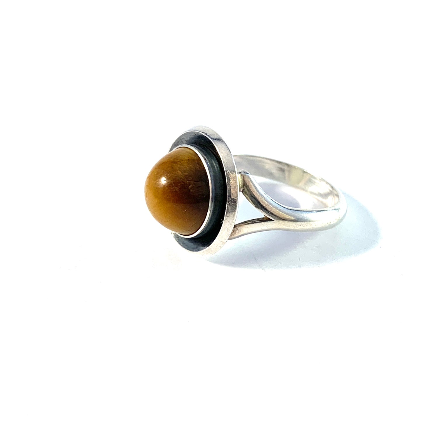 Niels Erik From, Denmark 1950-60s Sterling Silver Tiger Eye Ring.