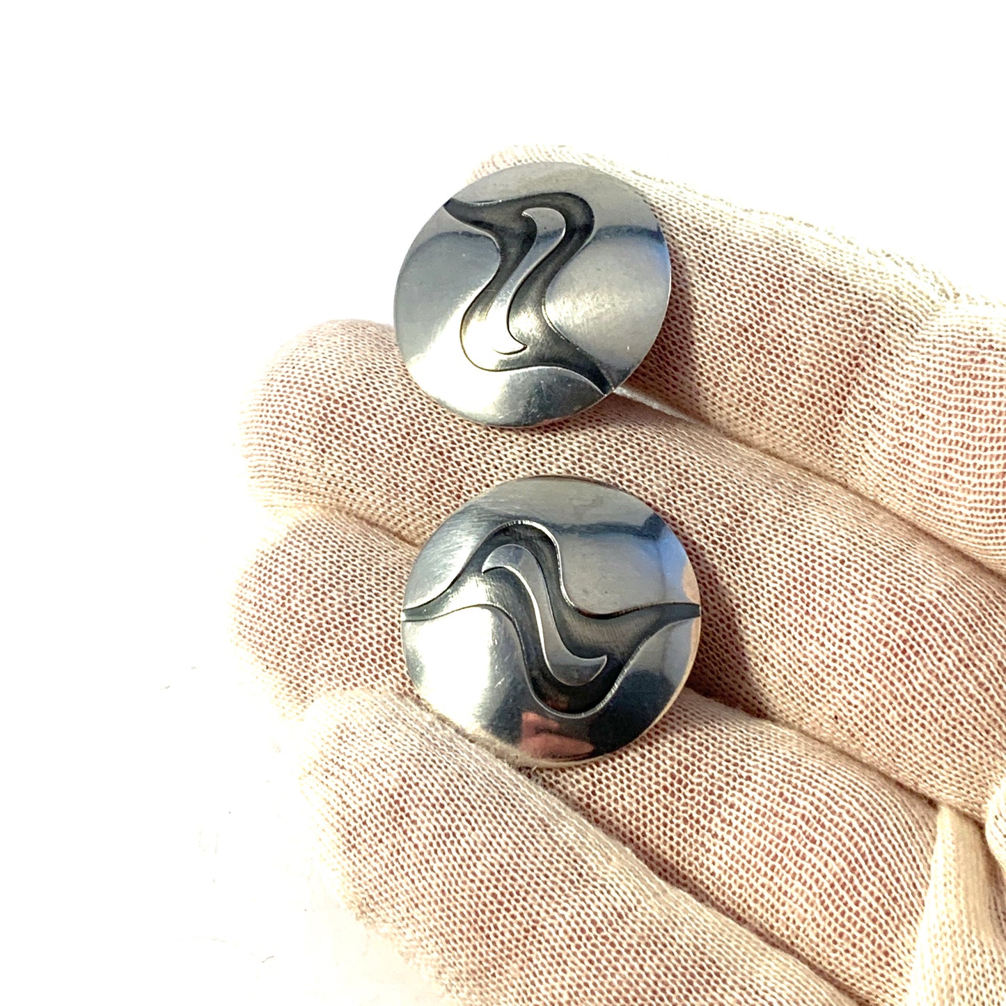 Niels Erik From, Denmark 1960s. Sterling Silver Large Earrings.