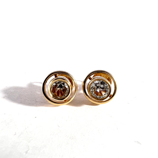 Alton, Sweden 1967. Vintage 18k Gold Rock Crystal Stud Earrings.