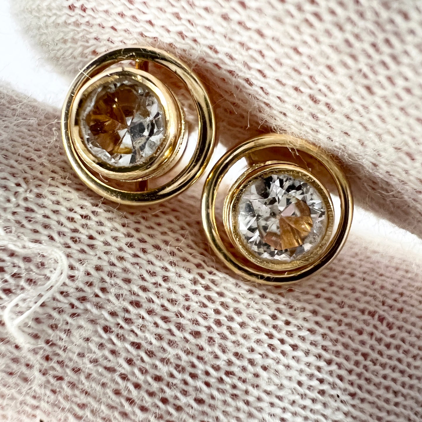 Alton, Sweden 1967. Vintage 18k Gold Rock Crystal Stud Earrings.