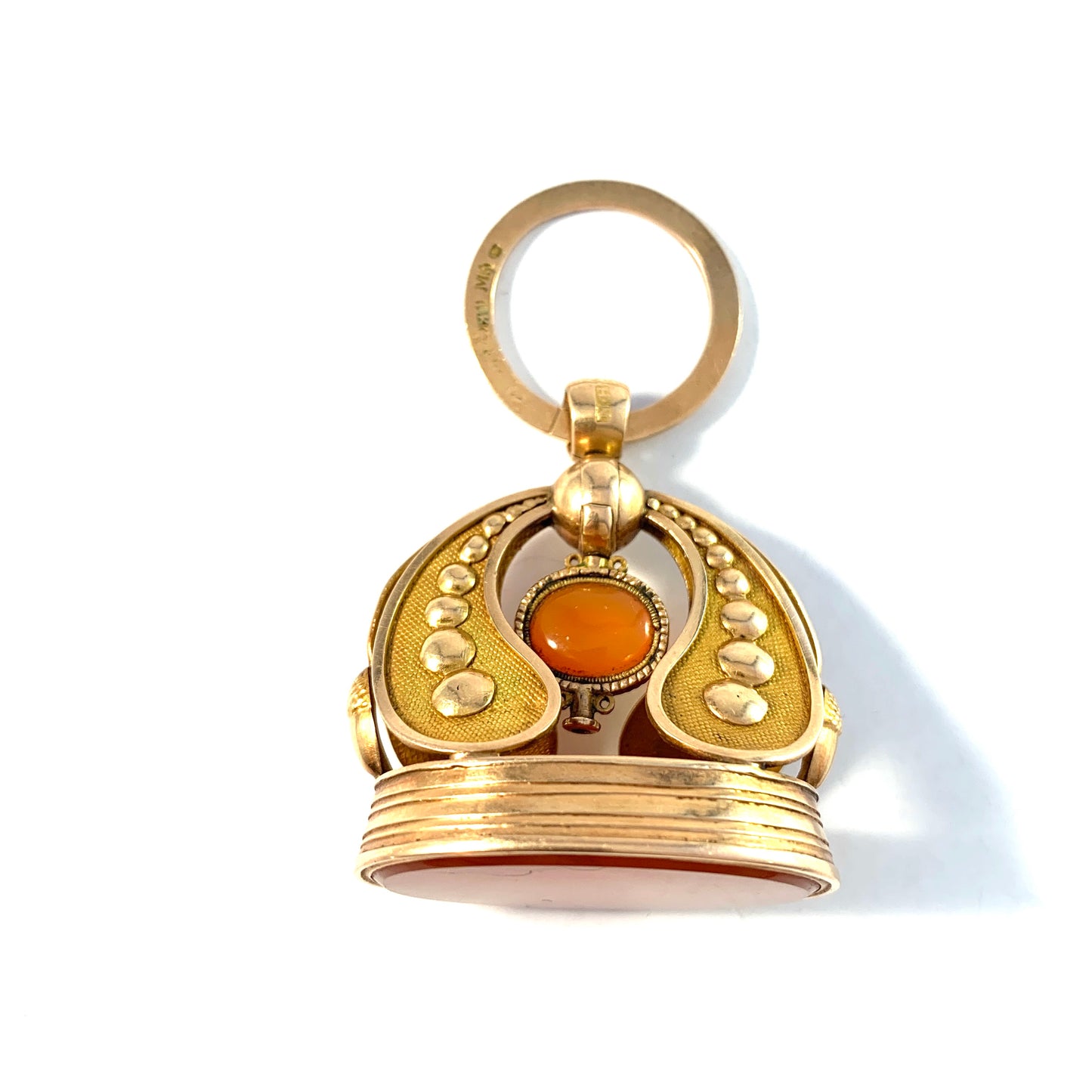 Nils Hedenskog, Sweden 1815. Georgian 18k Gold Carnelian Large Wax Seal Fob Pendant. 29.3gram