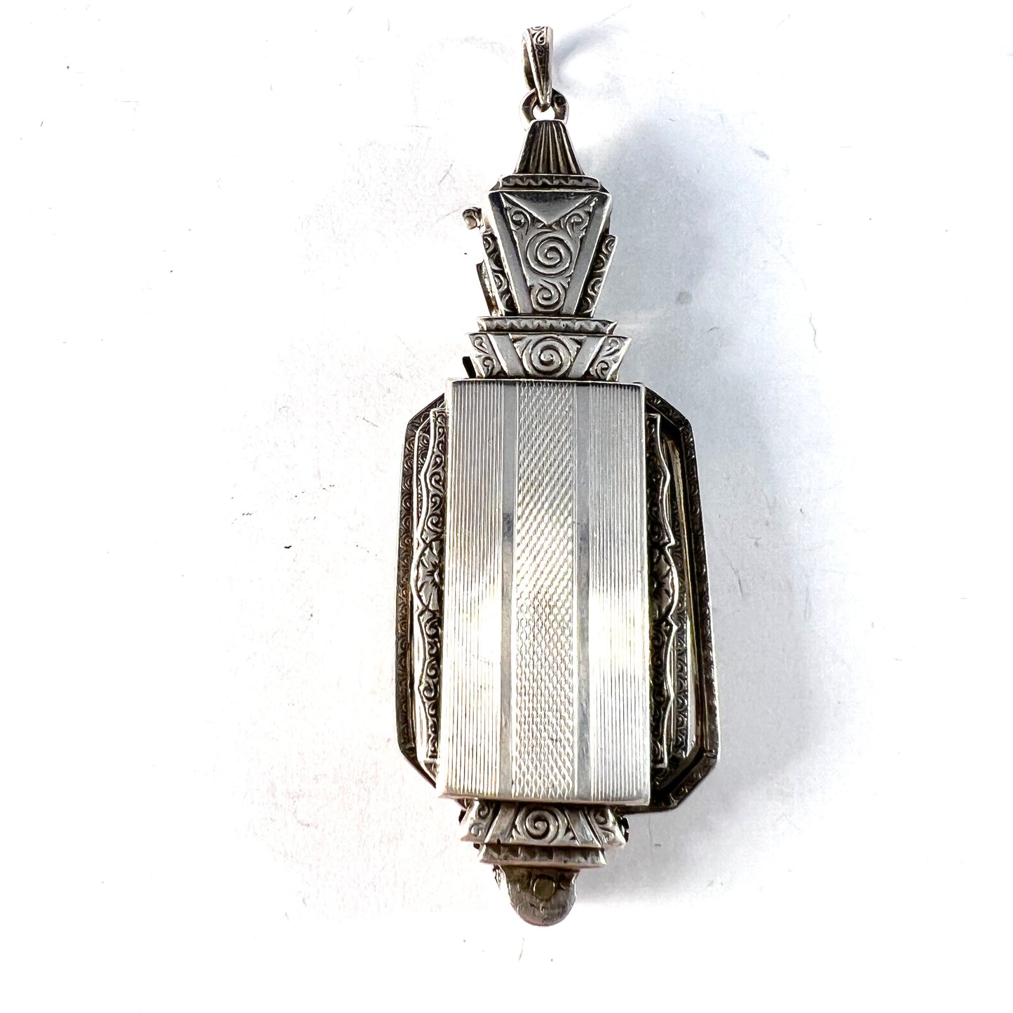 Sweden 1930s. Vintage Art Deco Sterling Silver Lorgnette Pendant.