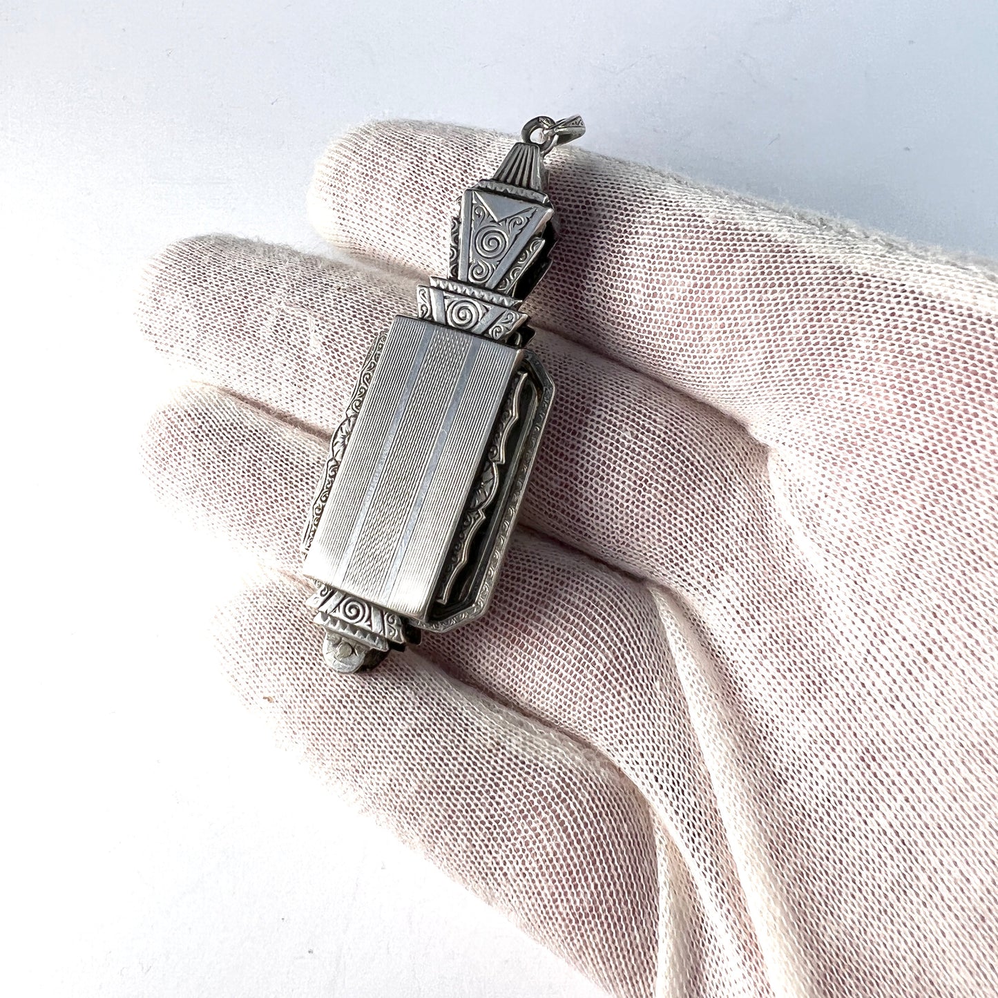 Sweden 1930s. Vintage Art Deco Sterling Silver Lorgnette Pendant.