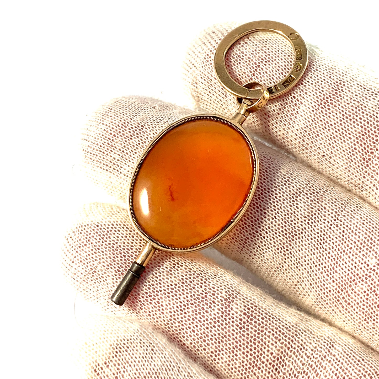 Ludvig Sturm, Stockholm year 1815. Georgian 18k Gold Carnelian Watch Key Pendant.