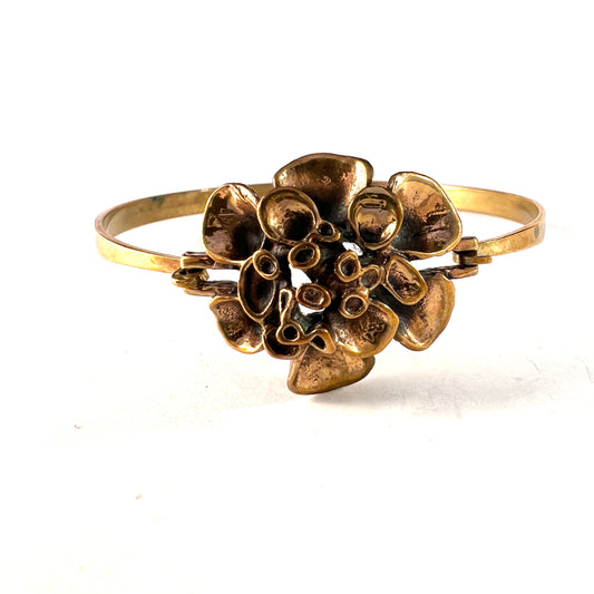 Hannu Ikonen Finland 1970s Reindeer Moss Design Bronze Bracelet.