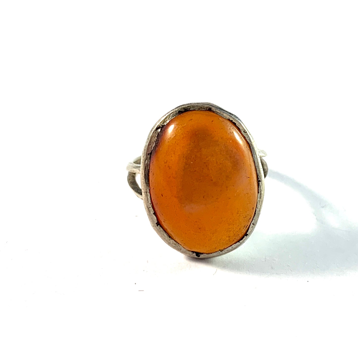 Scandinavia Early to Mid 1800s Antique Solid Silver Carnelian Ring.