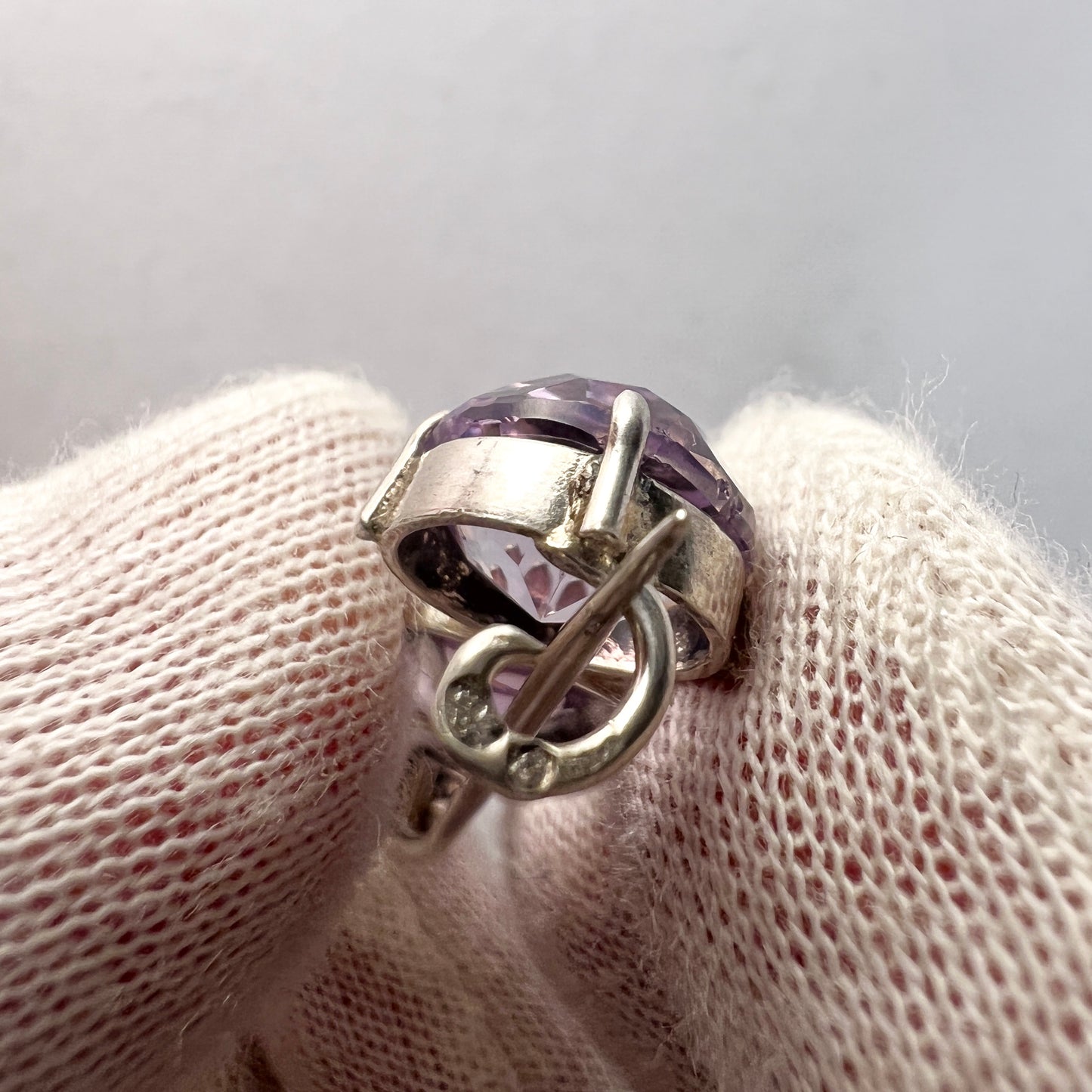 Sweden. Antique Early 1900s Silver Amethyst Brooch.