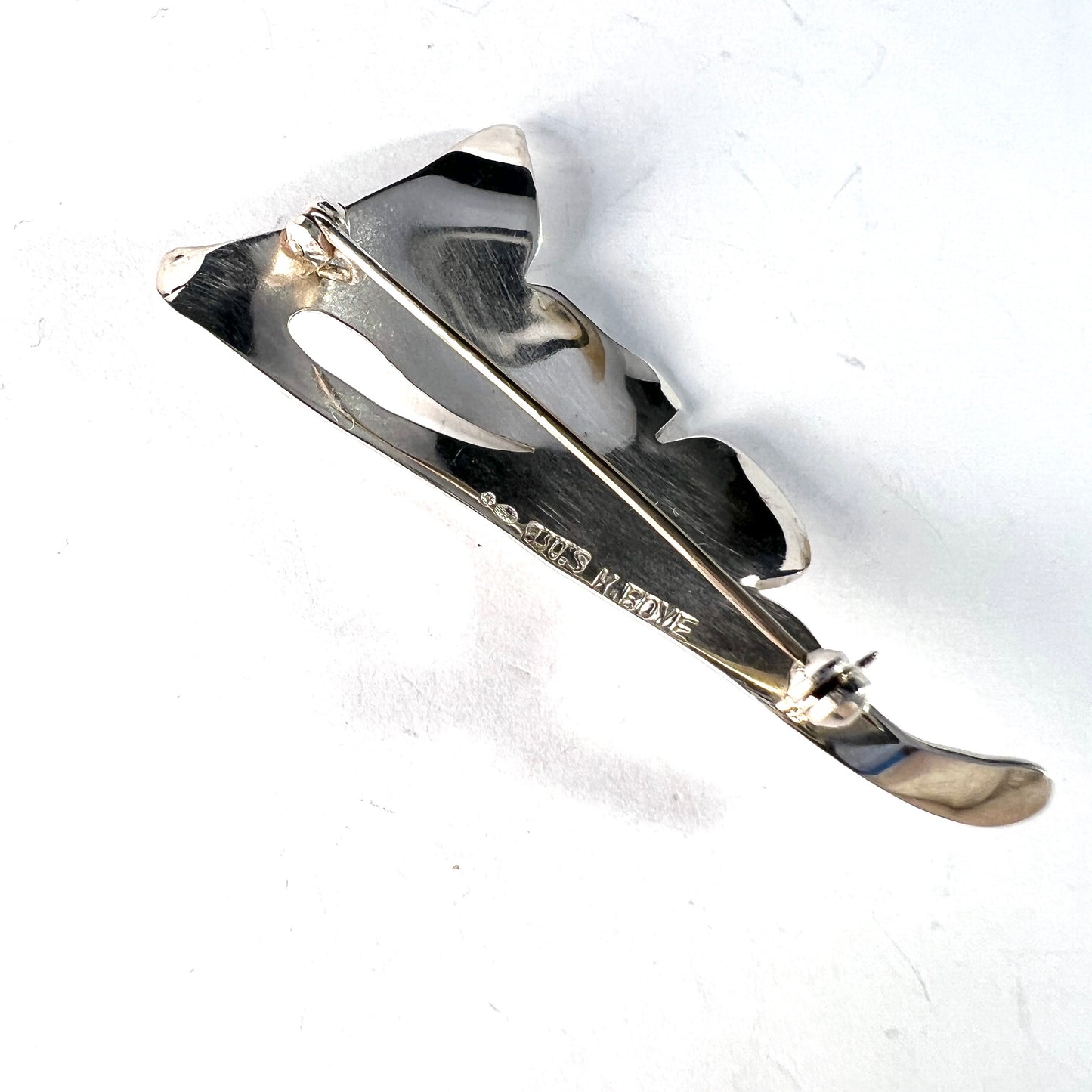 Knud Boye, Denmark c 1950s. Vintage Solid Silver Brooch.