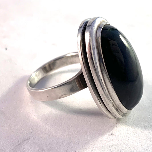 Erik Granit , Finland 1966 Modernist Solid Silver Labradorite Ring.