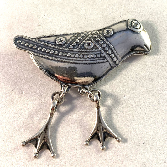 Kalevala Koru, Finland Large Vintage Sterling Silver Bird of Hattula Brooch.