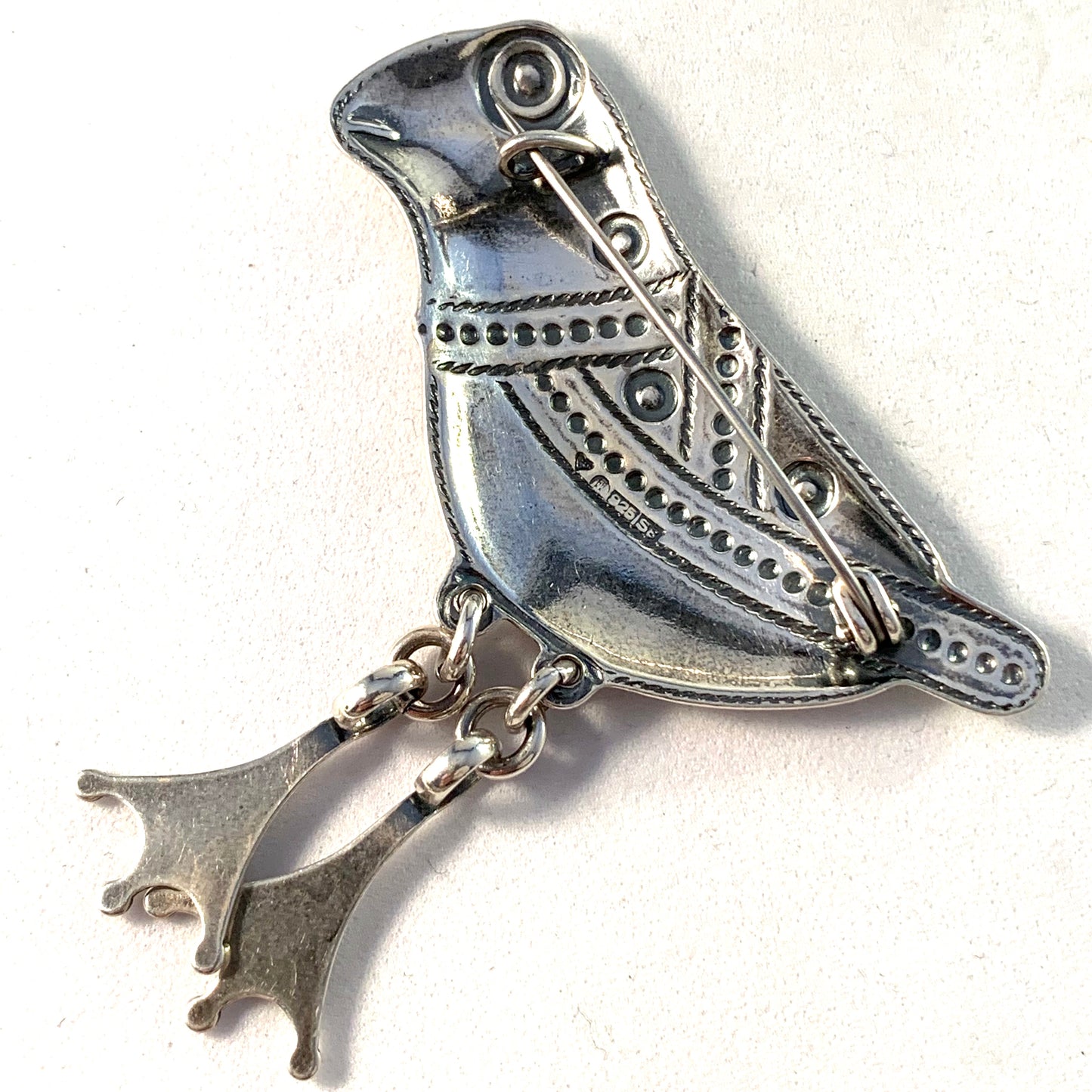 Kalevala Koru, Finland Large Vintage Sterling Silver Bird of Hattula Brooch.