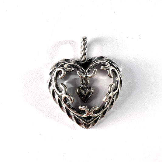 Kalevala Koru, Finland Vintage Sterling Silver Heart Of The House Pendant.