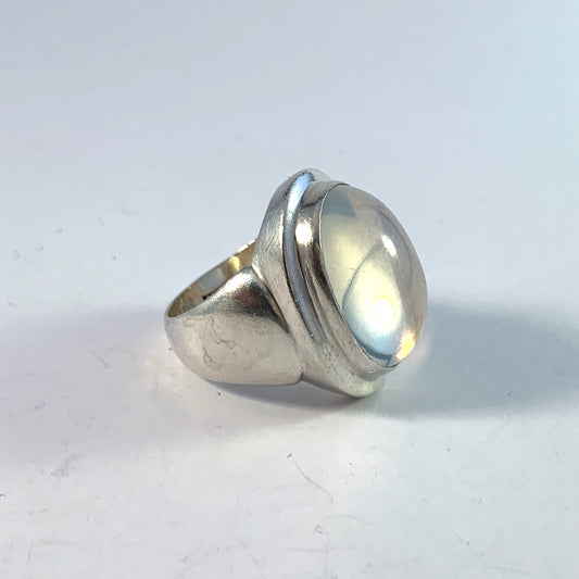 S Nilsson, Sweden 1956 Sterling Silver Moonstone Ring.